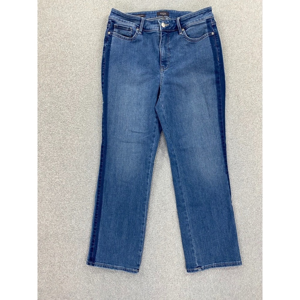 NYDJ Straight Jeans 10 Blue Lift Tuck Technology High Rise Medium Wash (30x26)